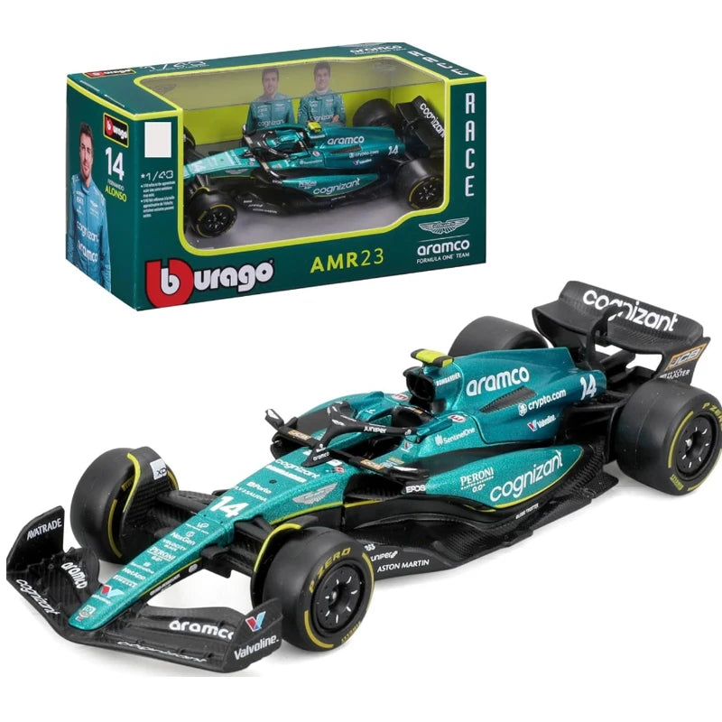 F1 COLLECTION  1:43 Aston Martin AMR23 Mercedes W14 Red Bull RB19 Miami GP Ferrari SF23 Alpine A523 F1 Model Formula Car Static Racing