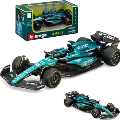 F1 COLLECTION  1:43 Aston Martin AMR23 Mercedes W14 Red Bull RB19 Miami GP Ferrari SF23 Alpine A523 F1 Model Formula Car Static Racing