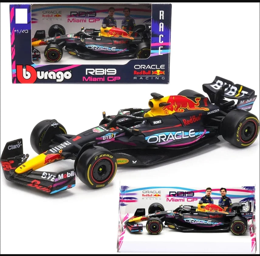 F1 COLLECTION  1:43 Aston Martin AMR23 Mercedes W14 Red Bull RB19 Miami GP Ferrari SF23 Alpine A523 F1 Model Formula Car Static Racing